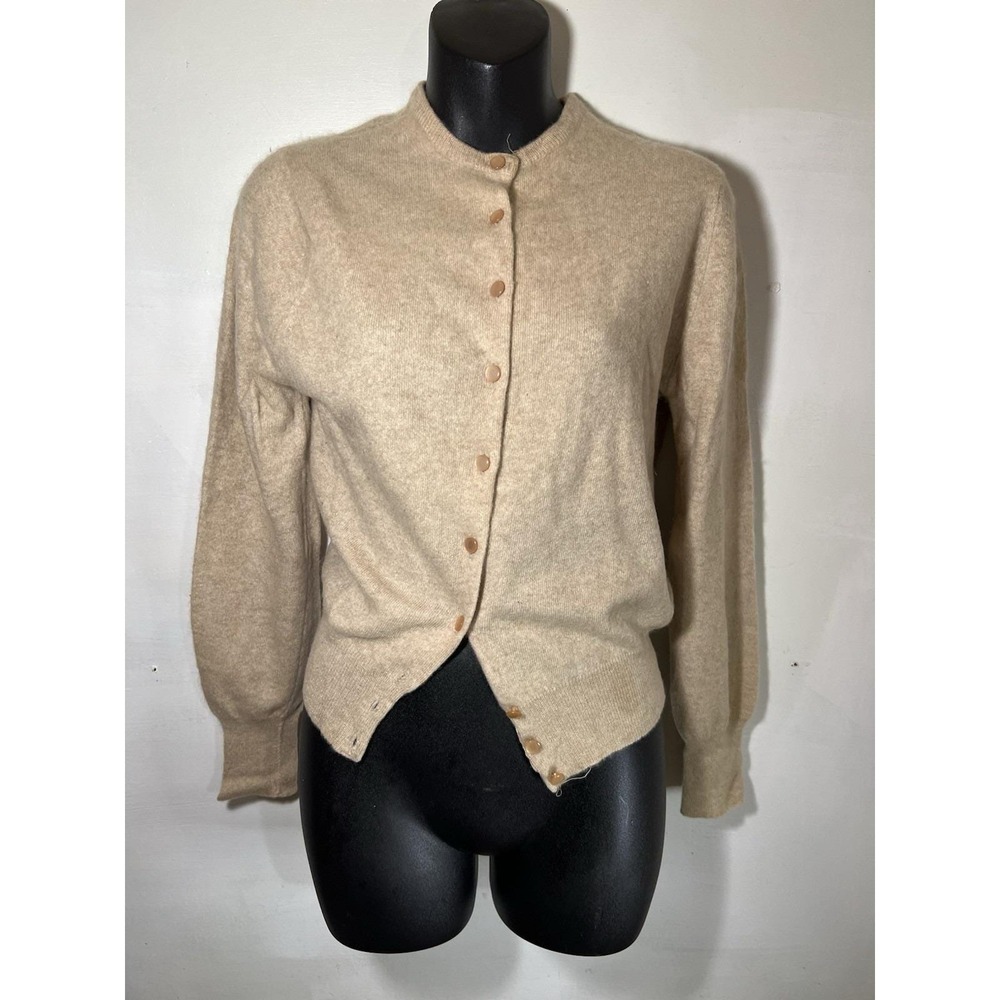 As Is-few Moth Holes To Back- 60s Cashmere Sweater Petite Beige Sears 70s Cozy